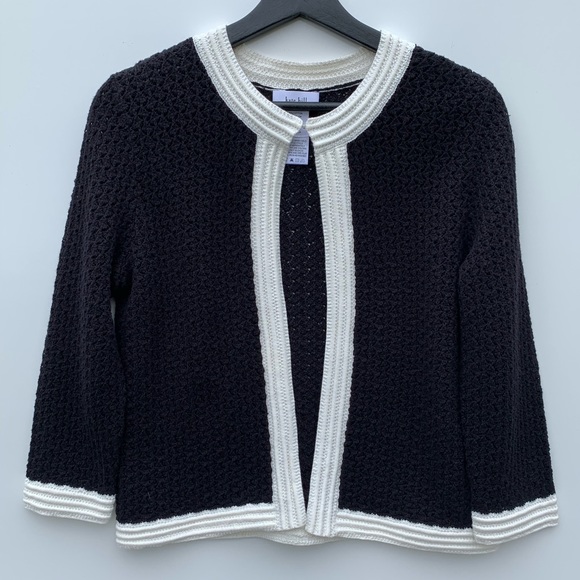 KATE HILL Cardigan Black/Cream Size Small - Picture 6 of 13